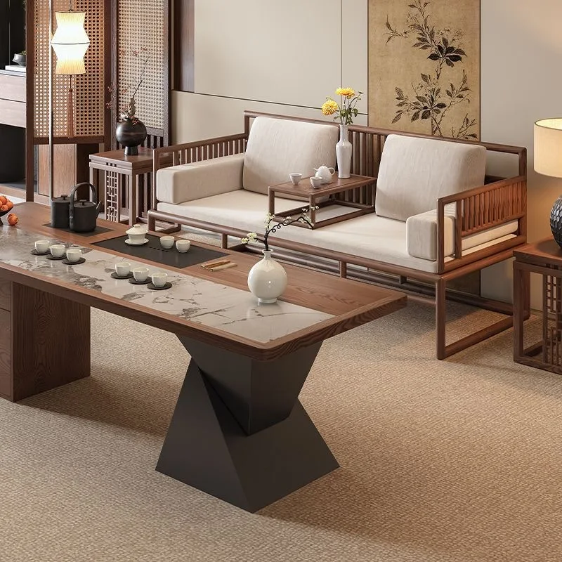 Song Dynasty aesthetics solid wood sofa coffee table combination sitting area double triple