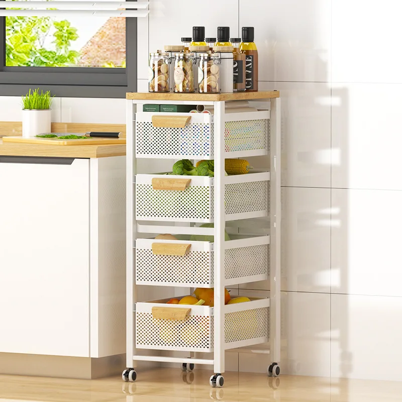 AOLIVIYA Floor Multi-Layer Trolley Shelf Kitchen Household Storage Rack For Veggie Board Pantry Bin Cart Stand Holder