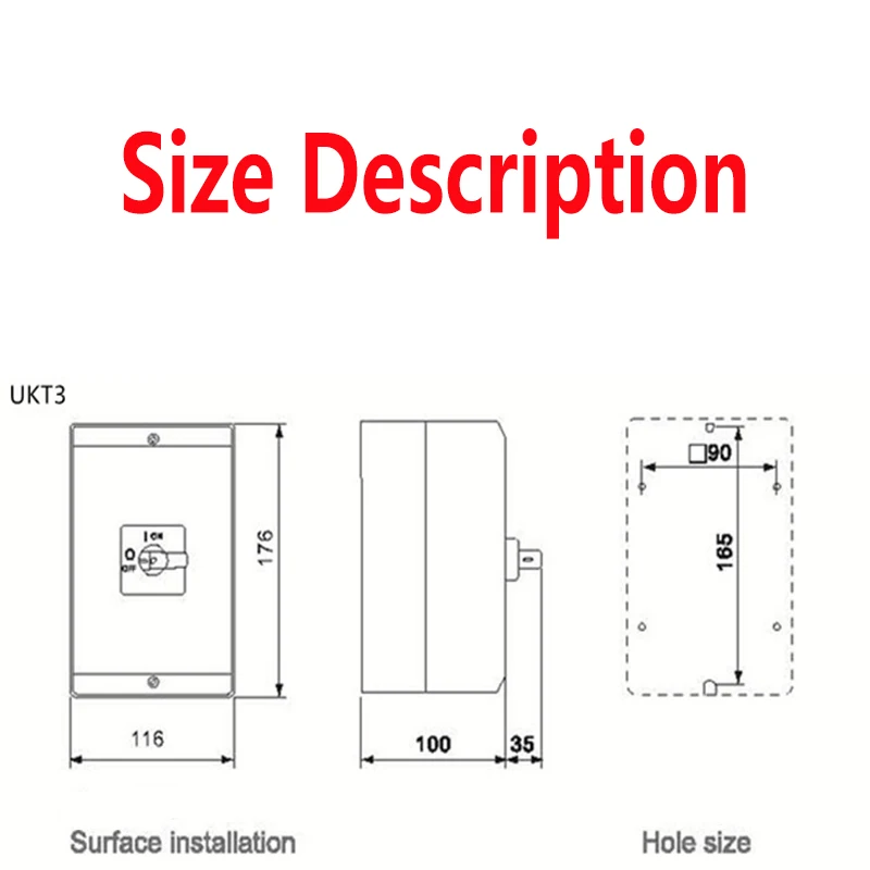 IP65 4P40A 3 Position Rotary Selector Changeover Cam Switch With Waterproof Box Interruptor three position Transfer switch