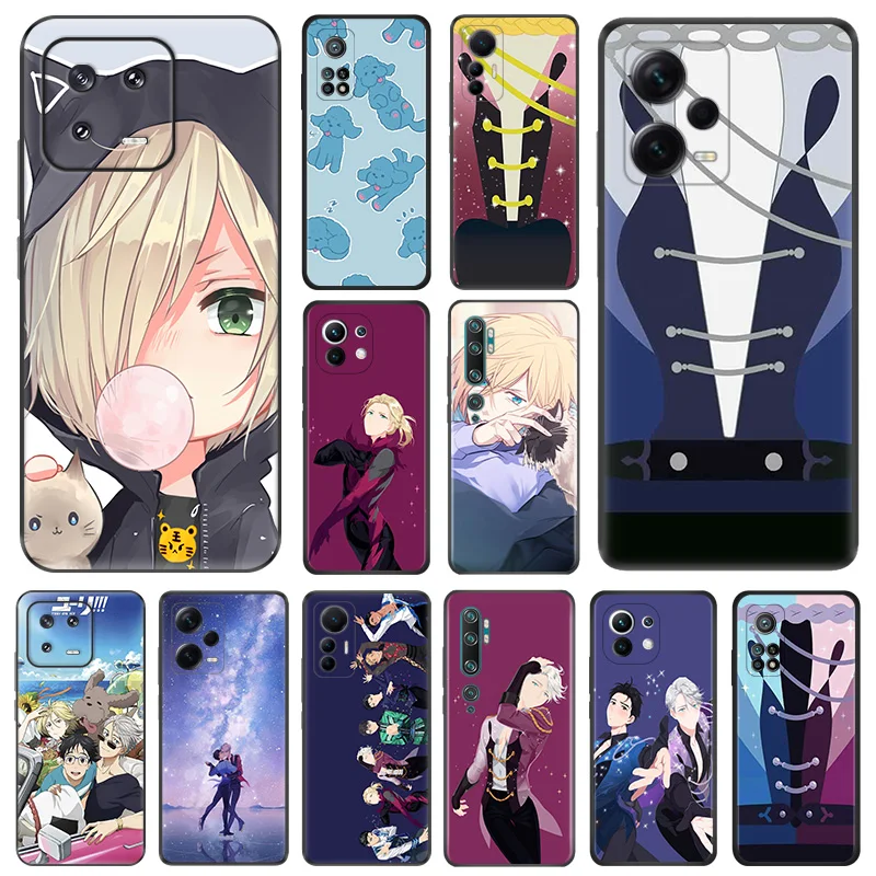 Matte Phone Cases For Redmi 12 12c 13c Note12 Note13 Pro YURI On ICE Xiaomi 13 Lite 12x 12t 12s 4G 5G Cartoon Soft Black Cover