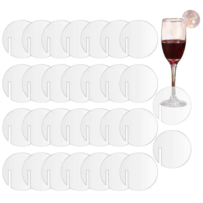 Wine Glass Name Tags 30PCS Party Drink Tag Circles Glass Markers & Charm DIY Drink Label Party Drink Tag Circles For Party