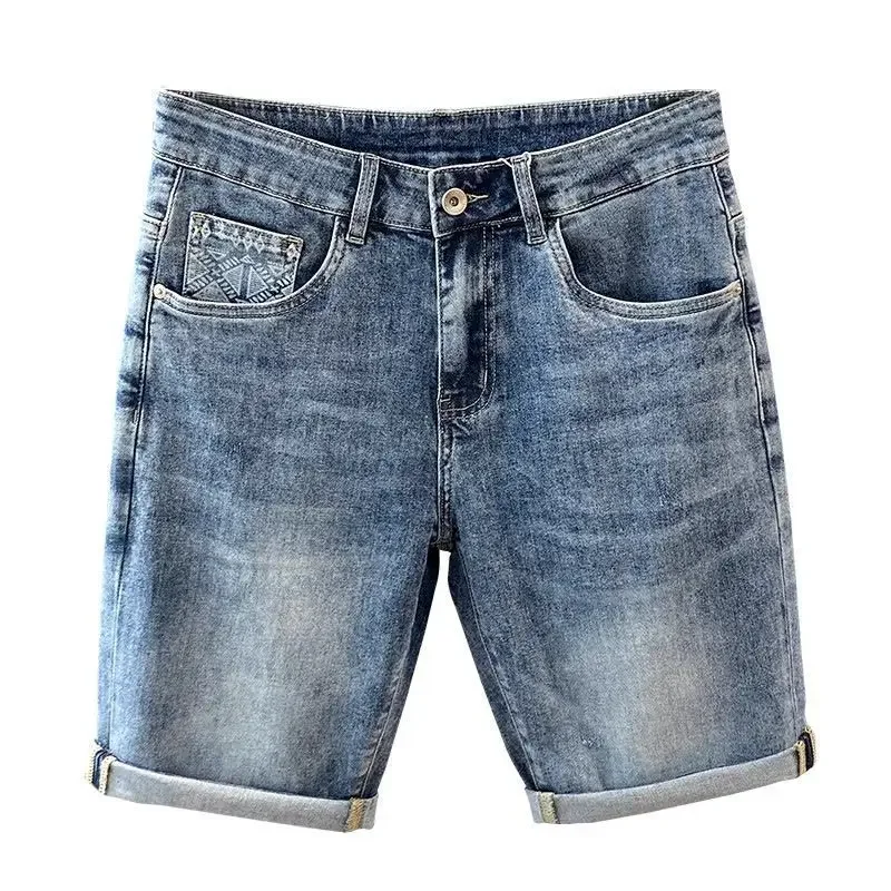 

Bermuda Wide Ripped Loose Long Men's Short Jeans Pants Male Denim Shorts Half Baggy with Pockets Stretch Retro Streetwear Xxxl