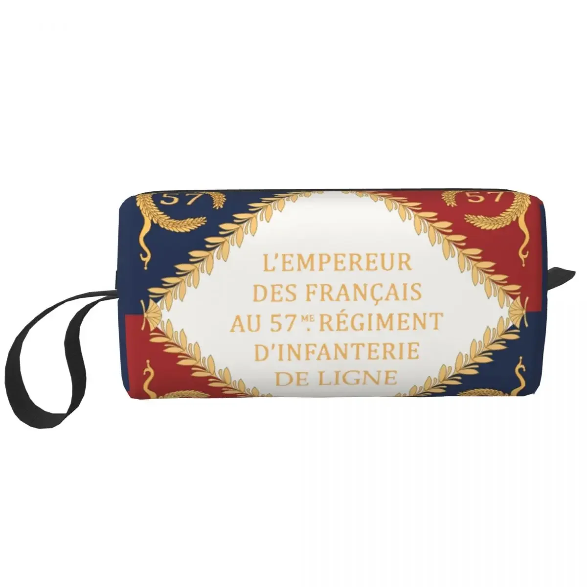 Napoleonic French Makeup Bags Drapeaux of the 57me D'infanterie de Ligne Cosmetic Bag Stylish Travel Pouch for Purse Storage