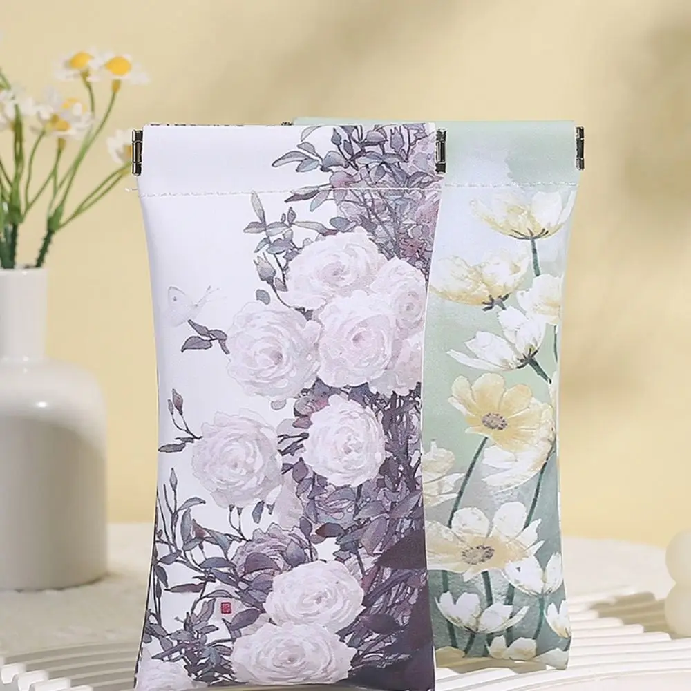 Aesthetic Automatic Closing Sun Glasses Case Oil Painting PU Leather Eyewear Storage Bag Soft Shell Waterproof Glasses Box Girl
