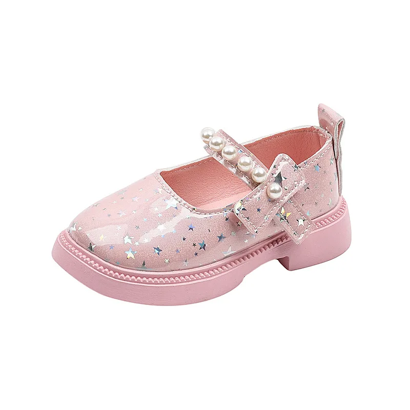 

Модная обувь для девочек, осенняя новая кожаная обувь для девочек, стильная обувь принцессы с жемчугом, обувь в студенческом стиле, детская обувь на мягкой подошве, Niña