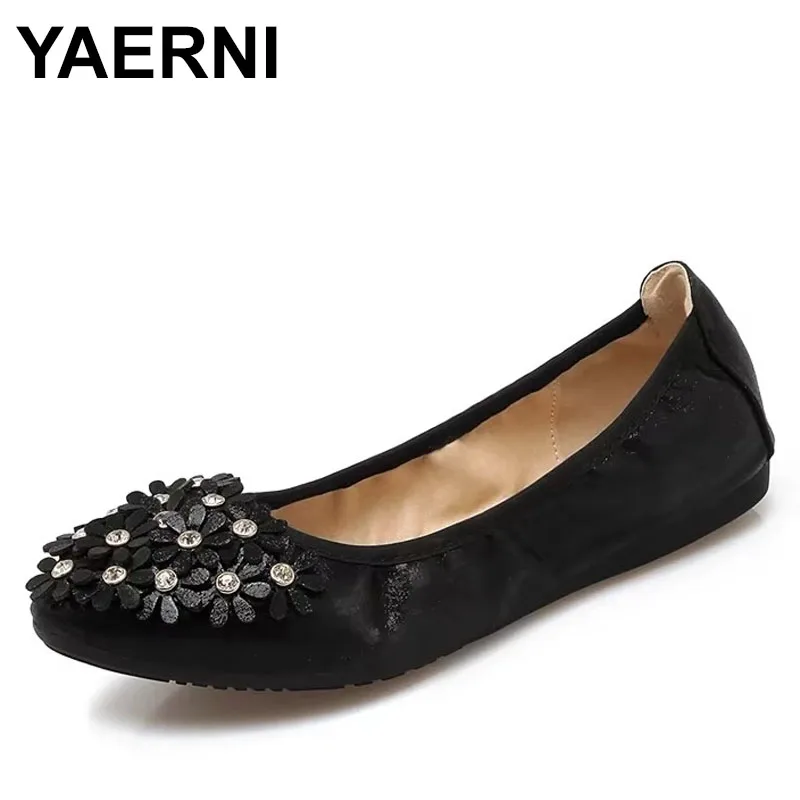 Летняя женская обувь больших размеров 34–45, складные балетки без шнуровки, повседневная обувь без шнуровки, женские лоферы с цветами, мягкие sapato feminino