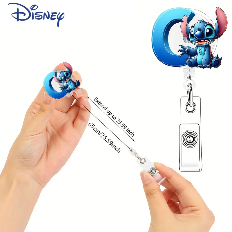 1pc Potdemiel Stitch Letter Adjustable Chest Badge Clip Nurse Doctor Student Easy-to-pull Buckle Card Holder