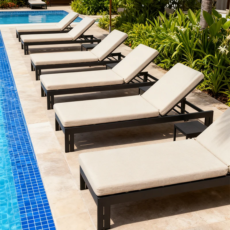 Luxury Aluminum Outdoor Sun Lounger Chaise Lounge UV Resistant Finish Durable Build Eco-Friendly Modern Design Courtyard Hotel