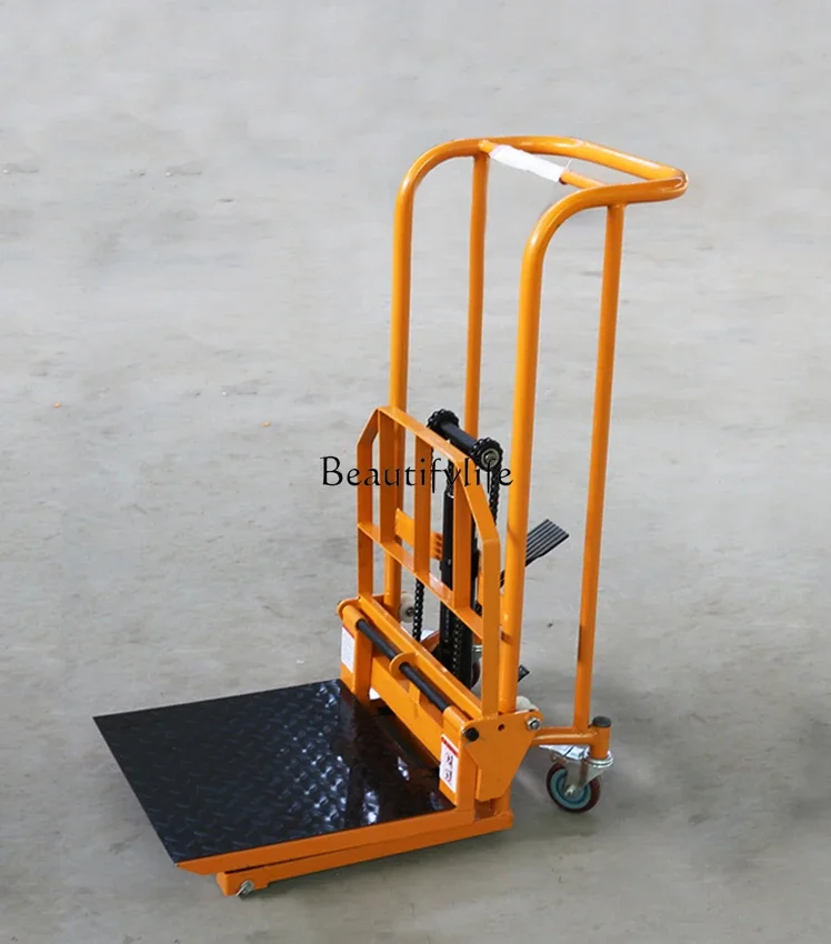 Manual forklift Small household hydraulic ground cow Micro lifting platform Trolley Light lifting