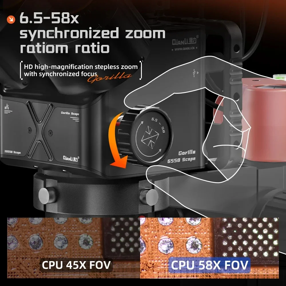 QIANLI Gorilla 6558X Almighty Trinocular Stereo Microscope 360