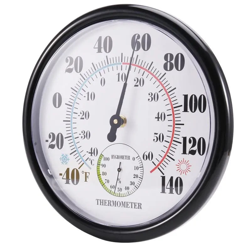 ABGH-مقياس الرطوبة التناظري الكبير 10 بوصة،-40 °   F إلى 140 °   F، مقياس حرارة داخلي وخارجي، قرص دائري سهل القراءة