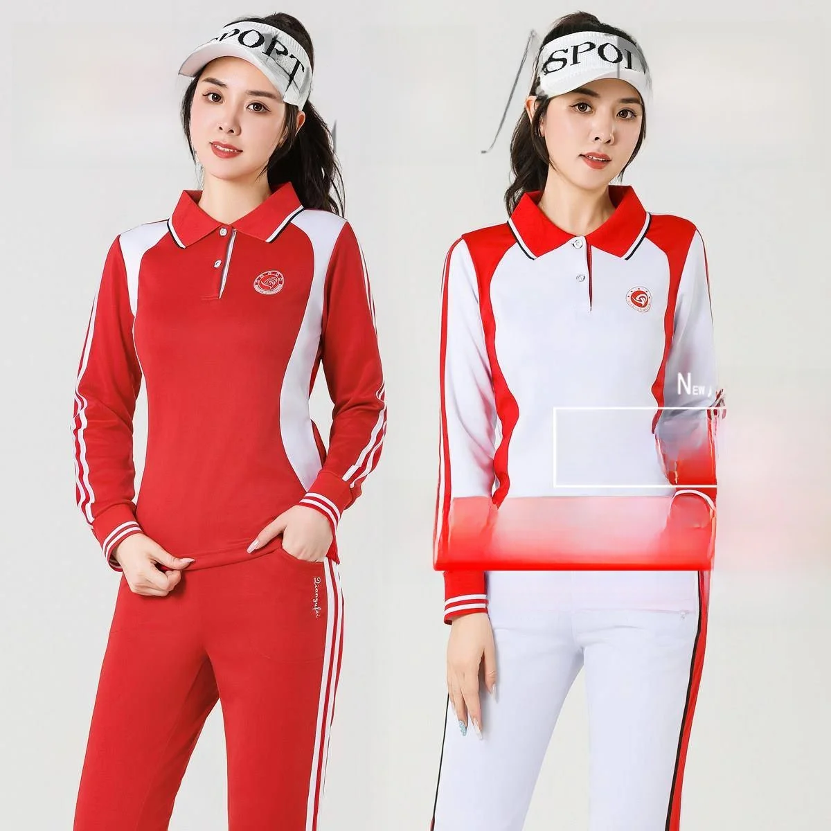 ensemble-de-vetements-de-sport-rouge-a-manches-longues-pour-fitness-performance-de-groupe-danse-carree-uniformes-d'equipe-marche-sante-gymnastique