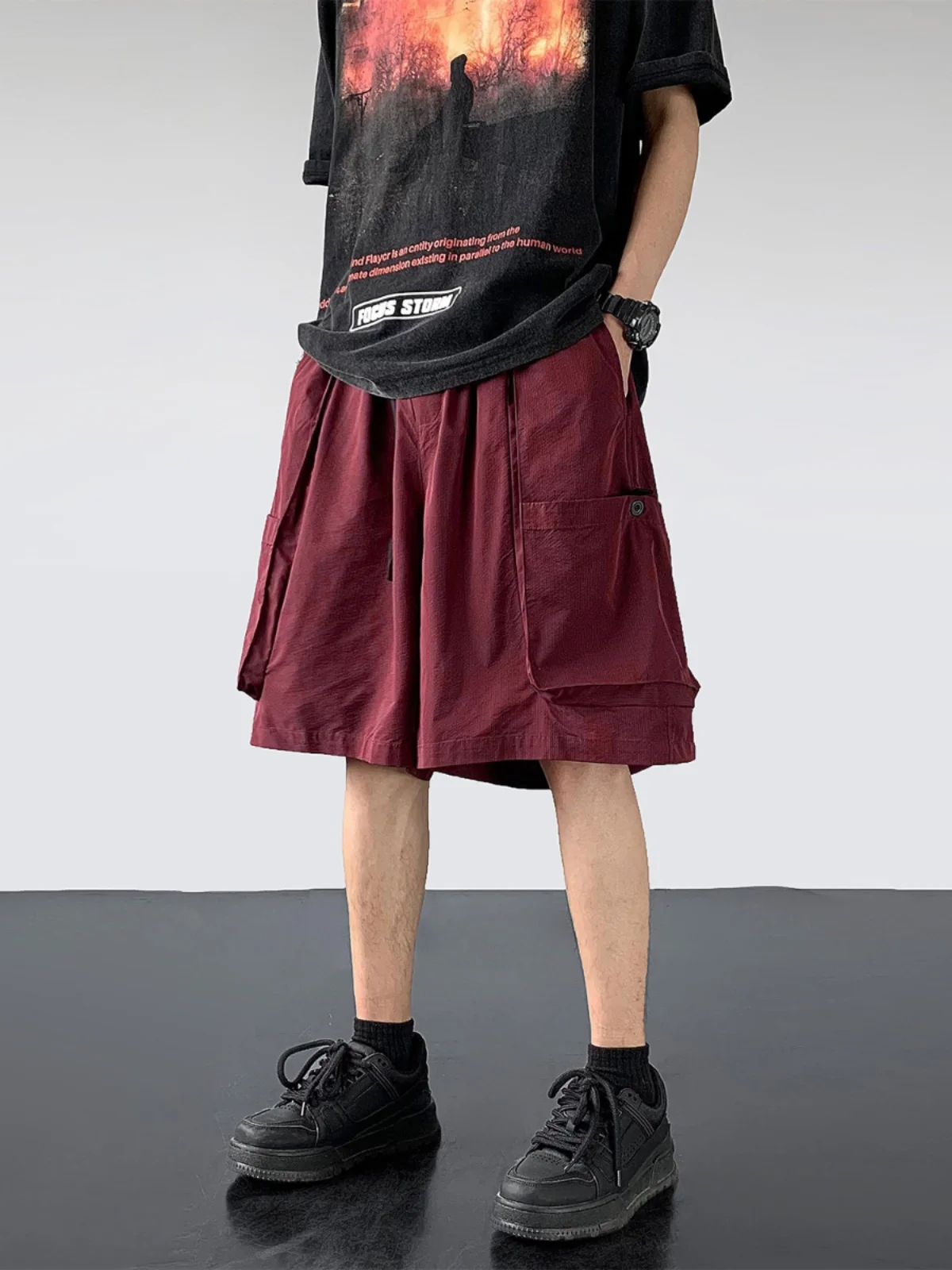 

Men's Summer Thin Loose Casual Ice Silk Workwear orts Qui Dry Five-Point Straight Leg Sports Mid-Pants Breathable Comfort...