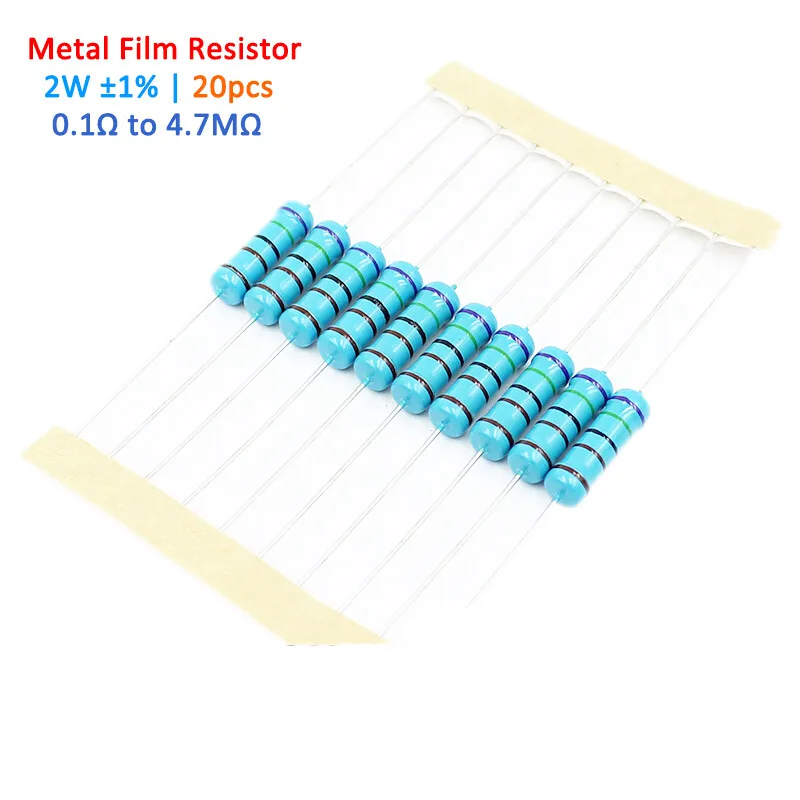 20pcs 2W 1% Metal film Five-ring resistor Full Range of Values 0.1R to 4.7M
