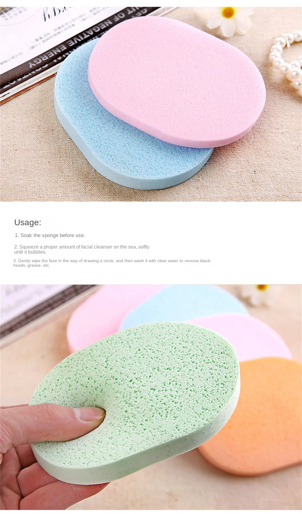 Cleaning And Makeup Removal Tools Exfoliator Spa Massage Facial Cleaning Sponge Makeup Natural Wood Pulp Sponge Ventilate