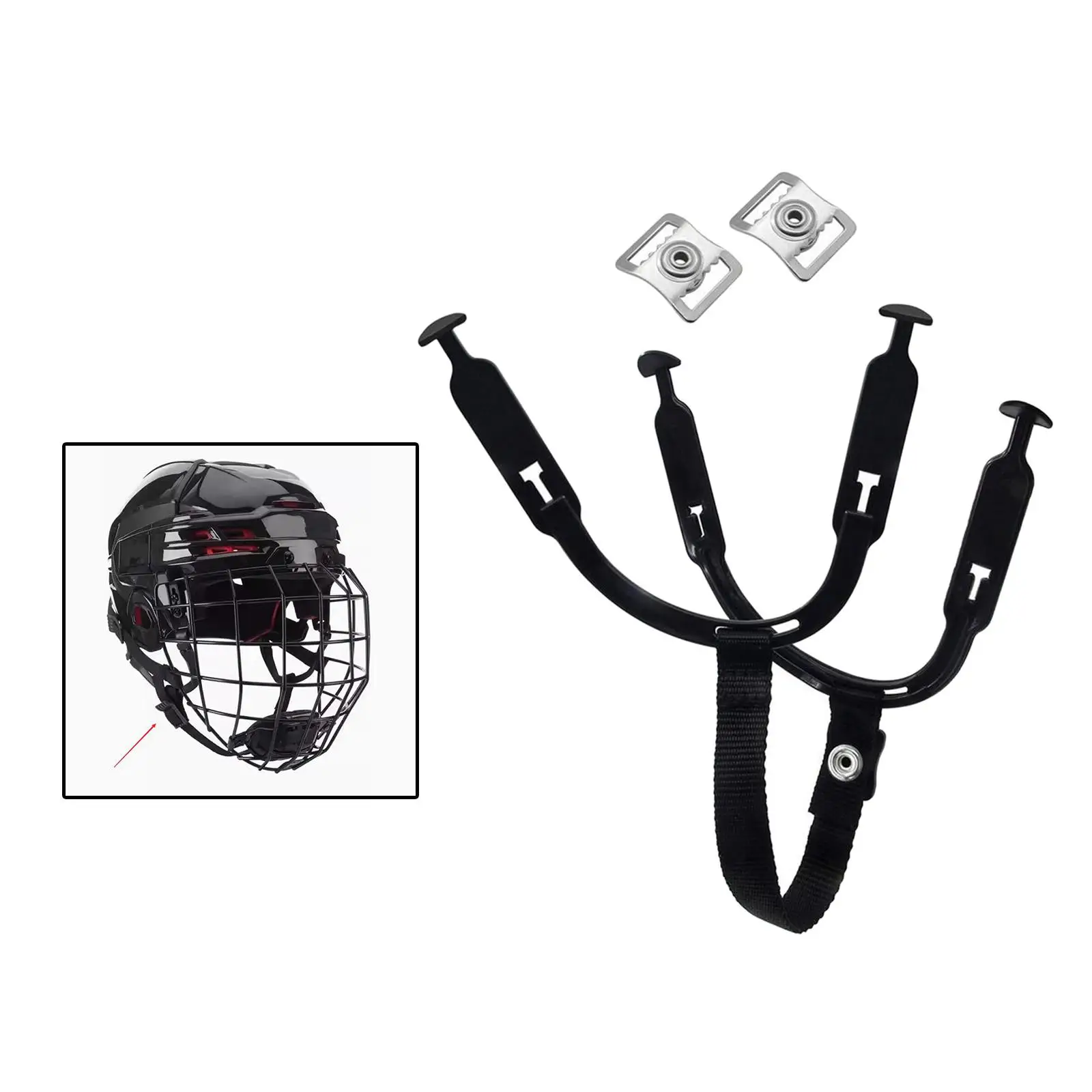 Hockey Helmet Chin Strap with Single Snaps Clips with Chin Buckle Detachable