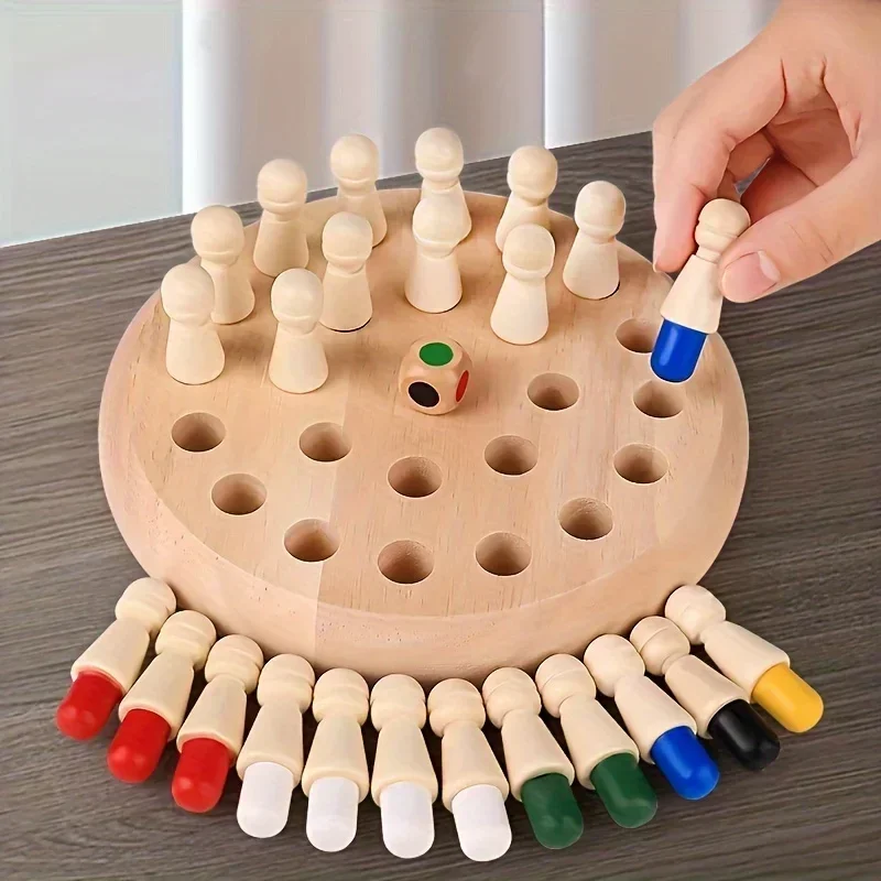 Memory-Match-Spiel aus Holz – Lern-Schachpuzzle für Kinder und Erwachsene – Fortgeschrittene – tragbares Familienbrettspiel