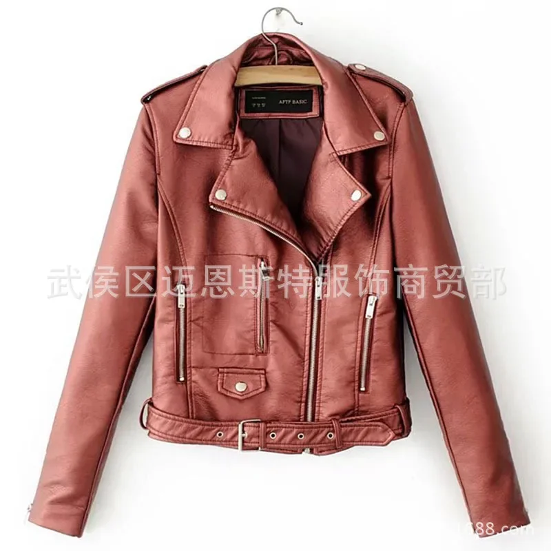 Veste de motard courte en cuir PU pour femme, fermeture à glissière oblique, coupe couvertes, dames, nouveau, 2024