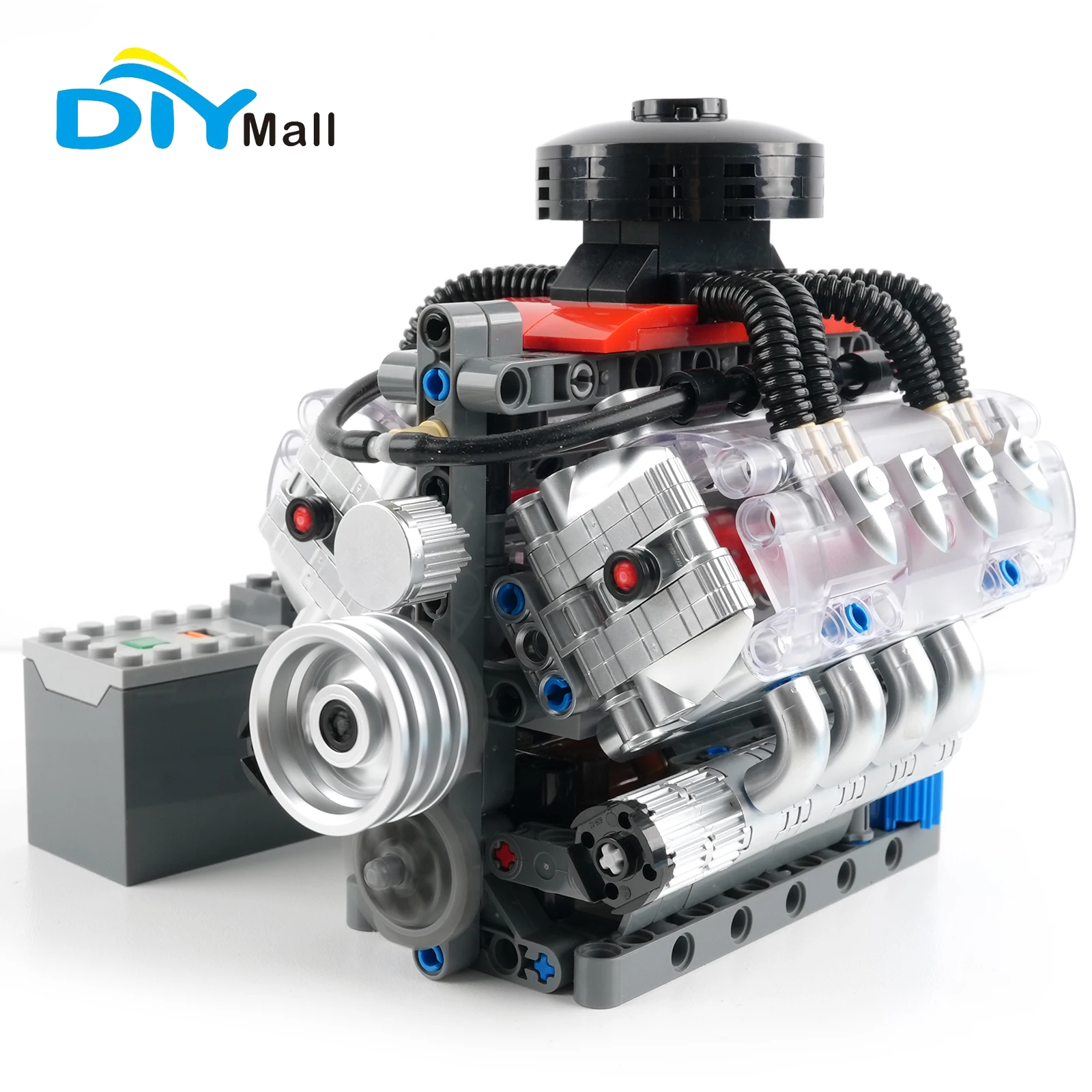 Mould King V8/V12 Motorized Engine Building Blocks Kit with Electric Drive LSX454 Car Parts Model 10171/10088