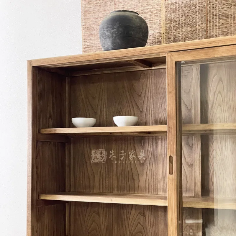 Armario transparente para Hotel, mueble lateral de comedor, vitrina de cristal, estantería multicapa de madera maciza para el hogar
