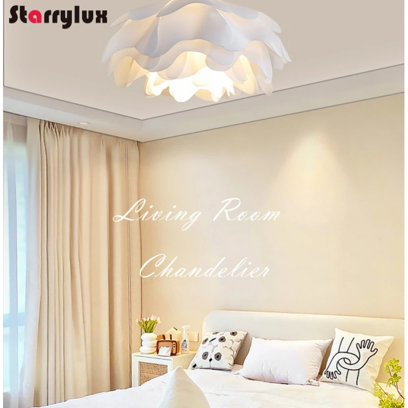 French Cream Peony Pendant Light Modern Bedroom Lamp Nordic Study Kids Room Dining Decor
