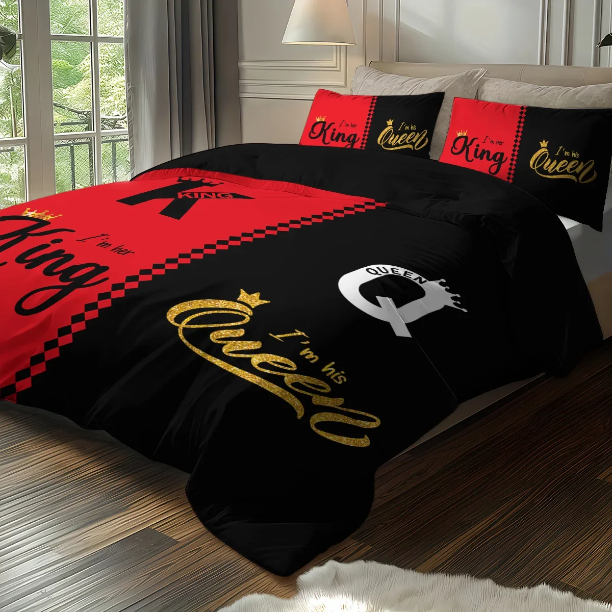 3pcs Bedding Set King Queen Size Pattern Warm  Dark color Cover with 2 Pillowcase Single Double soft Cover for Bedroom Decor