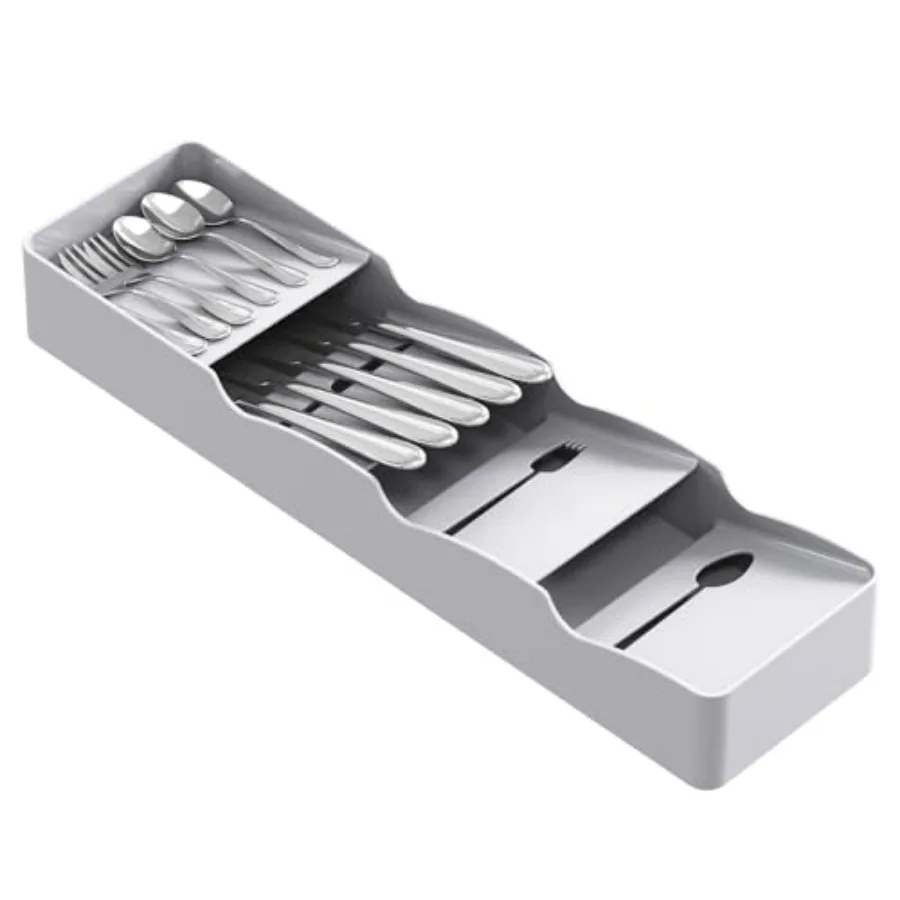 

Small Flatware Drawer Organizer, Compact Narrow Silverware Tray for Kitchen Drawers, Plastic Cutlery Holder for Spoons, Forks,