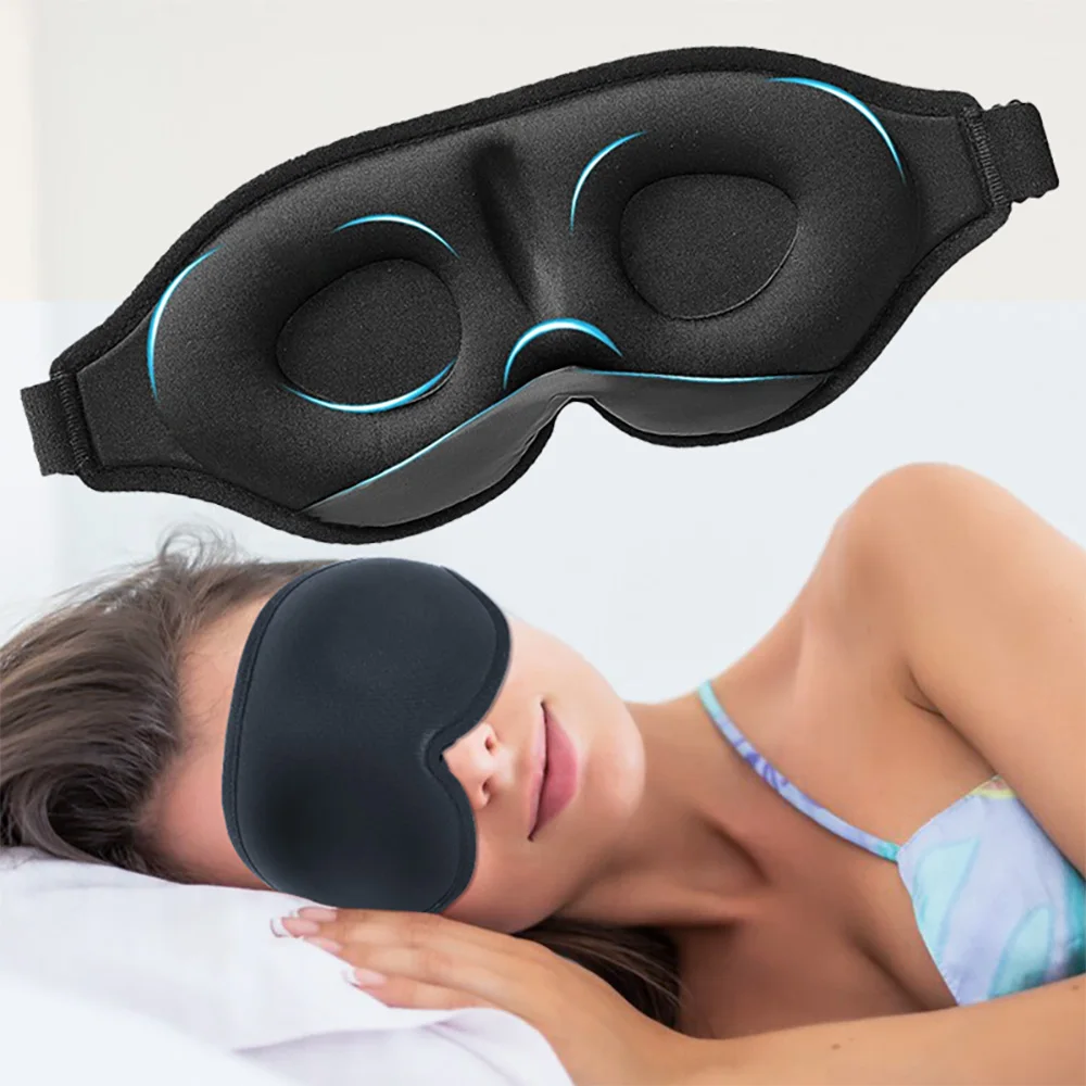 3D Sleeping Mask for Women Men Soft Blackout Eye Mask for Sleep Blissfully Blindfold Concave Sleep Mask with Adjustable Strap