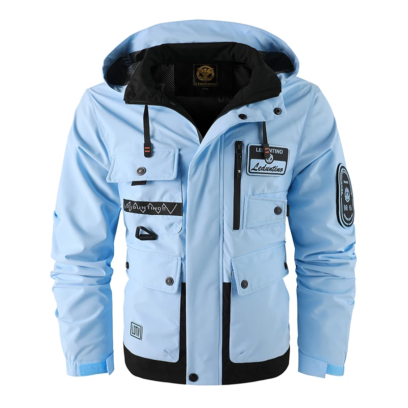 Outdoors Men Comfort Detachable Hat Solid Tops Spring Autumn Simplicity Windproof Casual Coat New Fashion Versatile Jacket Men