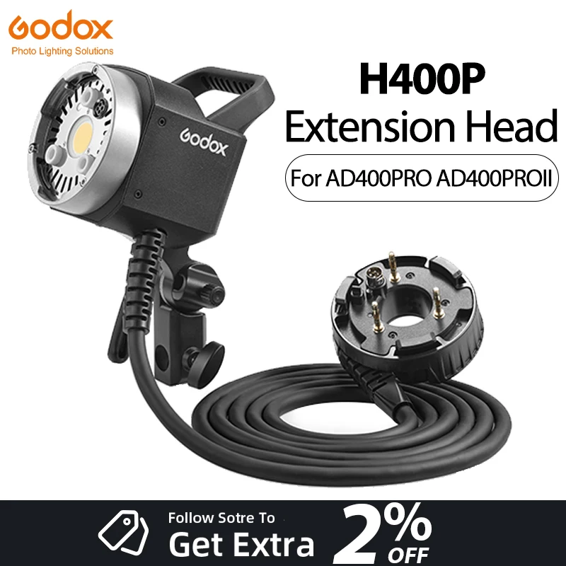 

Godox H400P Flash Head Bowens Mount Off-Flash Handheld Extension Head for Godox WITSTRO AD400ProII AD400Pro Flash Strobe