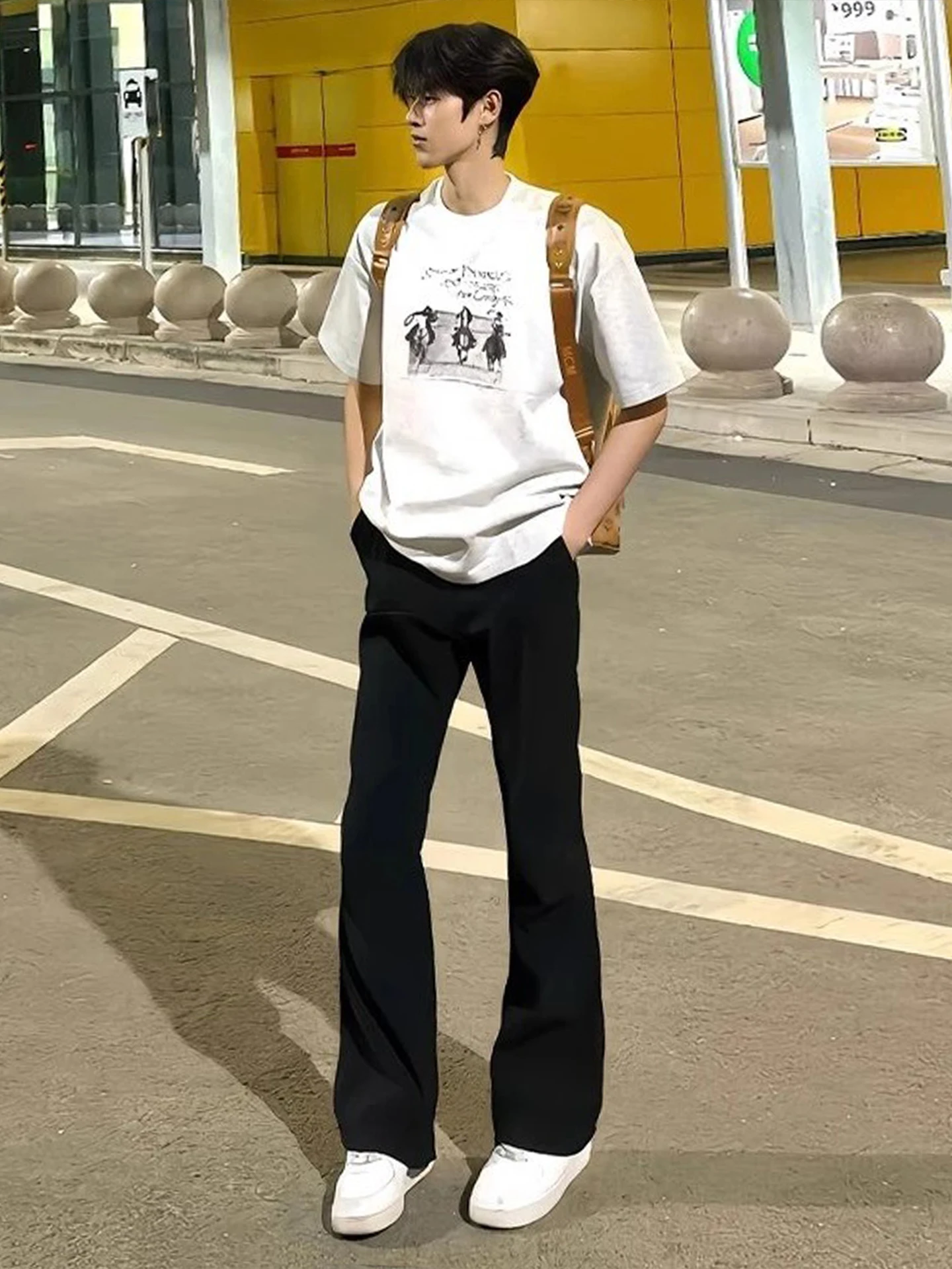 

Bla Ice Silk Straight Leg Men's Summer Thin Casual Pants CleanFit Trousers Slim Fit Casual Micro Flared Pants