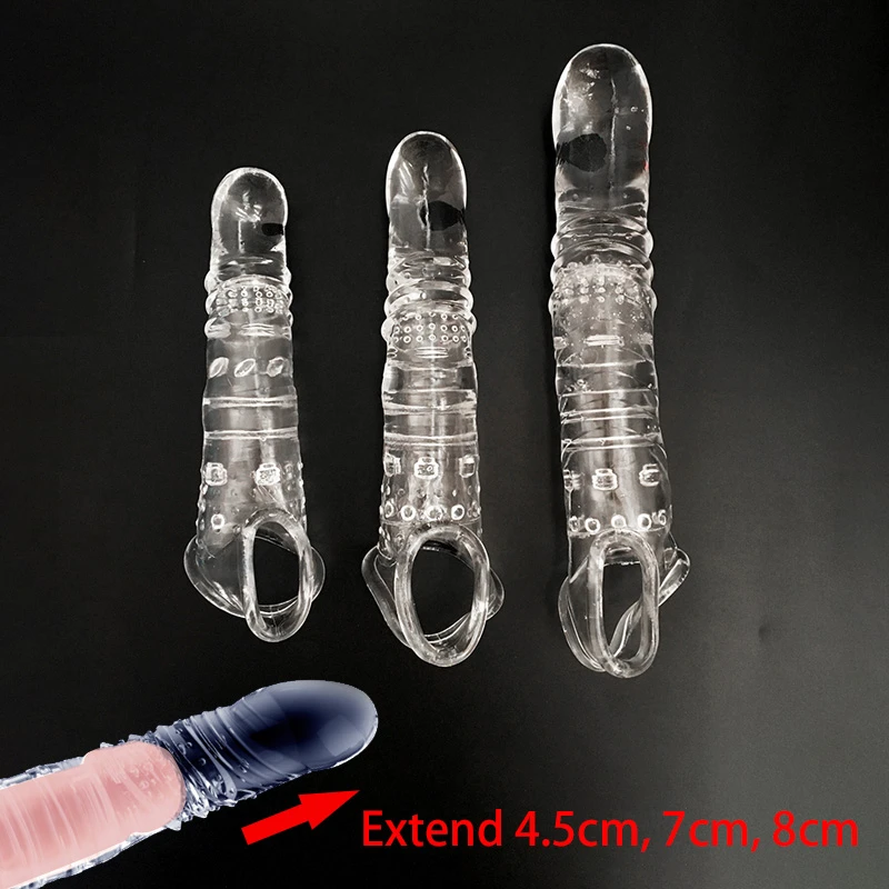 SML Elastic Penis Extension Sleeve Reusable Soft Delayed Ejaculation Condoms Penis Extender big Dick wearable penis thick dildo