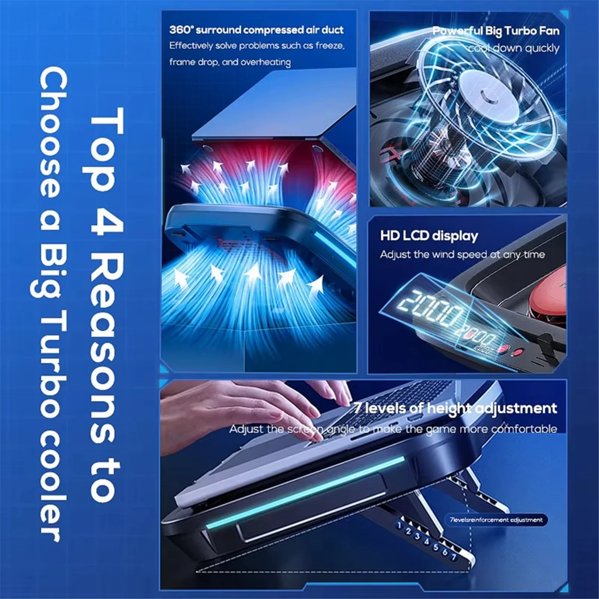 Altamente recomendado.Memo FL08 Laptop Cooler Pad Soporte Base Soporte Pad Potente ventilador