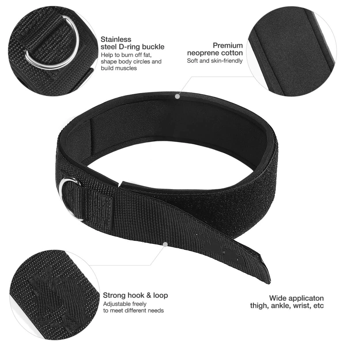 Correa ajustable para el tobillo y el muslo, puños para las piernas, correas acolchadas de neopreno, anillo en D, espalda de glúteos para gimnasio en casa, máquina de Cable para ejercicio, 1/2 Uds.