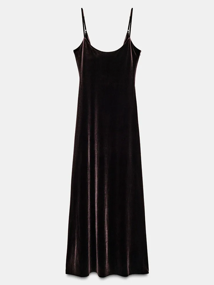 Ele Long Velvet Svel Dr New الخريف المرأة Faion Strapl ثوب أنيق Ele Sle للأعمار من 25 إلى 35 #5