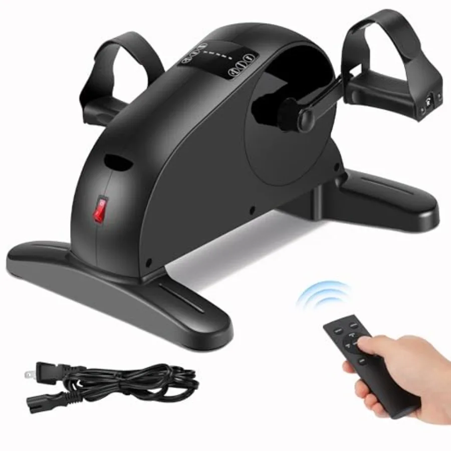 

Electric Pedal Exerciser Mini Motorized Exercise Bike for Leg and Arm Low Impact Exercise in Black with Compact Design and Quie