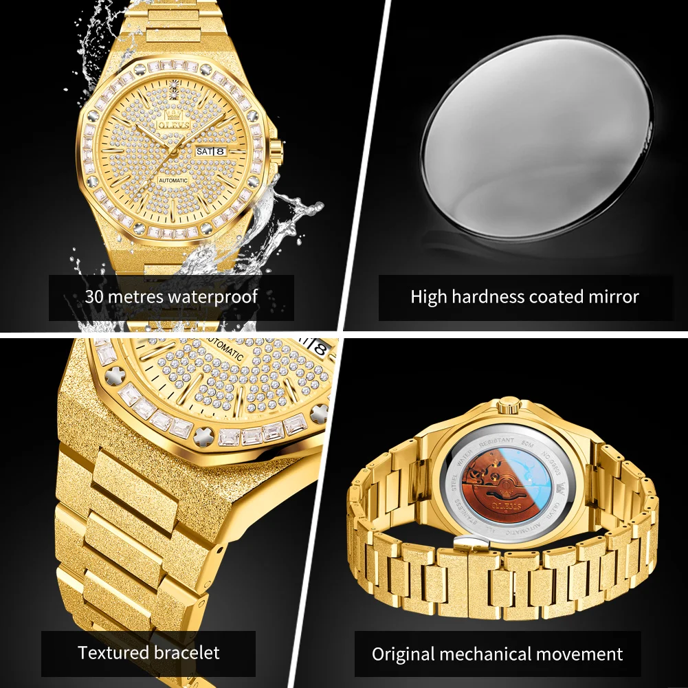 OLEVS 9803 Inlaid Quartz Watch for Men Luxury Brand Chronograph Waterproof Watch calendarMechanical Watch for Men Wristwatch