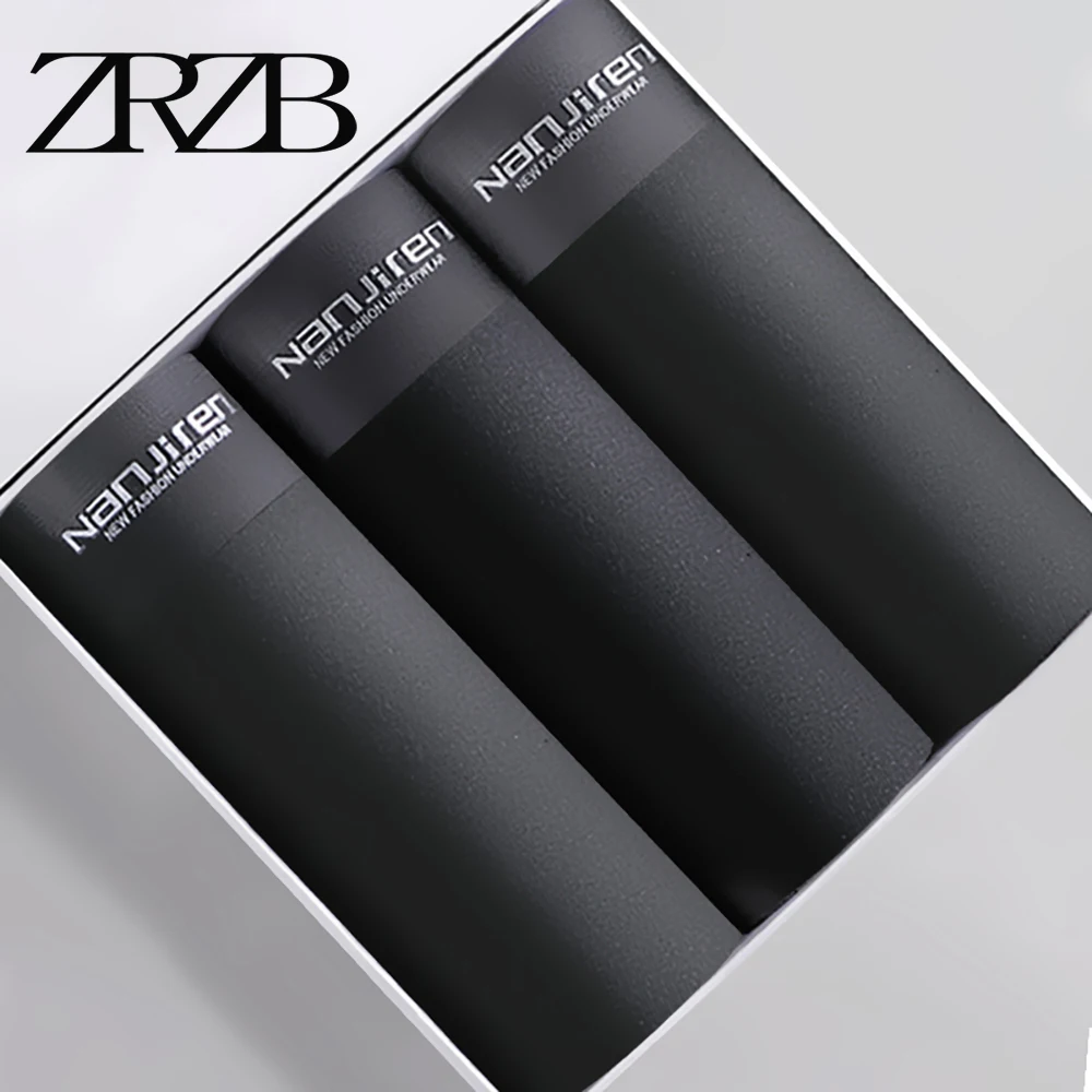 ZRZB Mens Boxer Sexy Underwear soft Black boxershorts Milk Silk Underpants Male Panties 3D Pouch Shorts Under Wear Pants Short