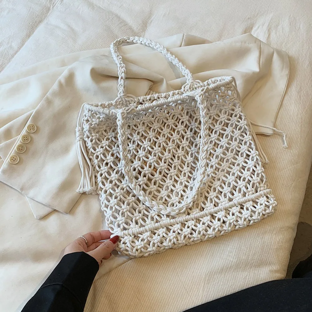 Solid Color Summer Straw Woven Bag High Quality Straw Large Tote Bag Tourist Beach Bag