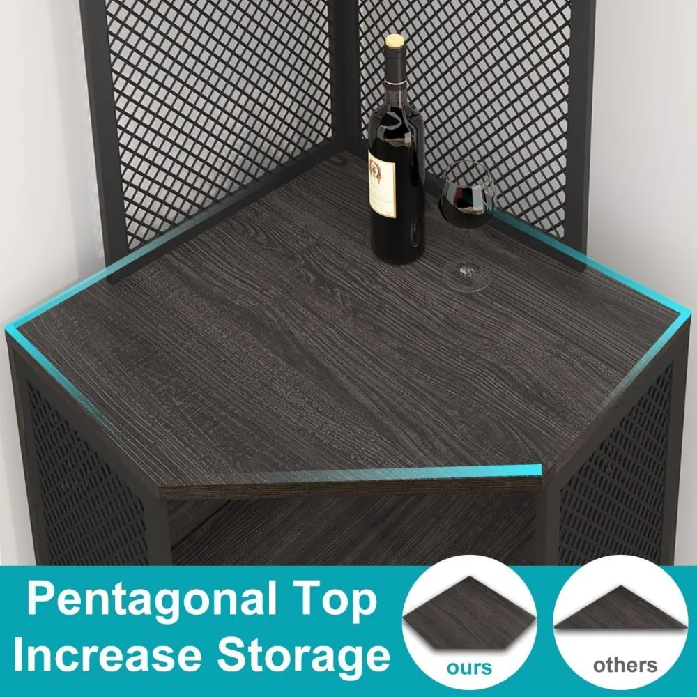 خزانة بار زاوية طويلة IBF، خزانة مشروبات كبيرة من الخشب والمعادن مع رف نبيذ، خزانة مشروبات زاوية صناعية مع S قابلة للتعديل #4