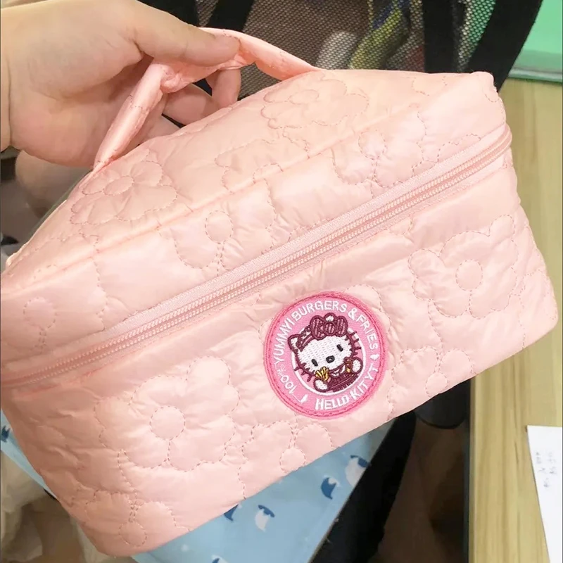 Hello Kitty Sanrio Makeup Bag Kawaii Anime Stuff Cute Large Capacity Travel Cosmetics Toiletries Storage Bag Handbag Girls Gifts