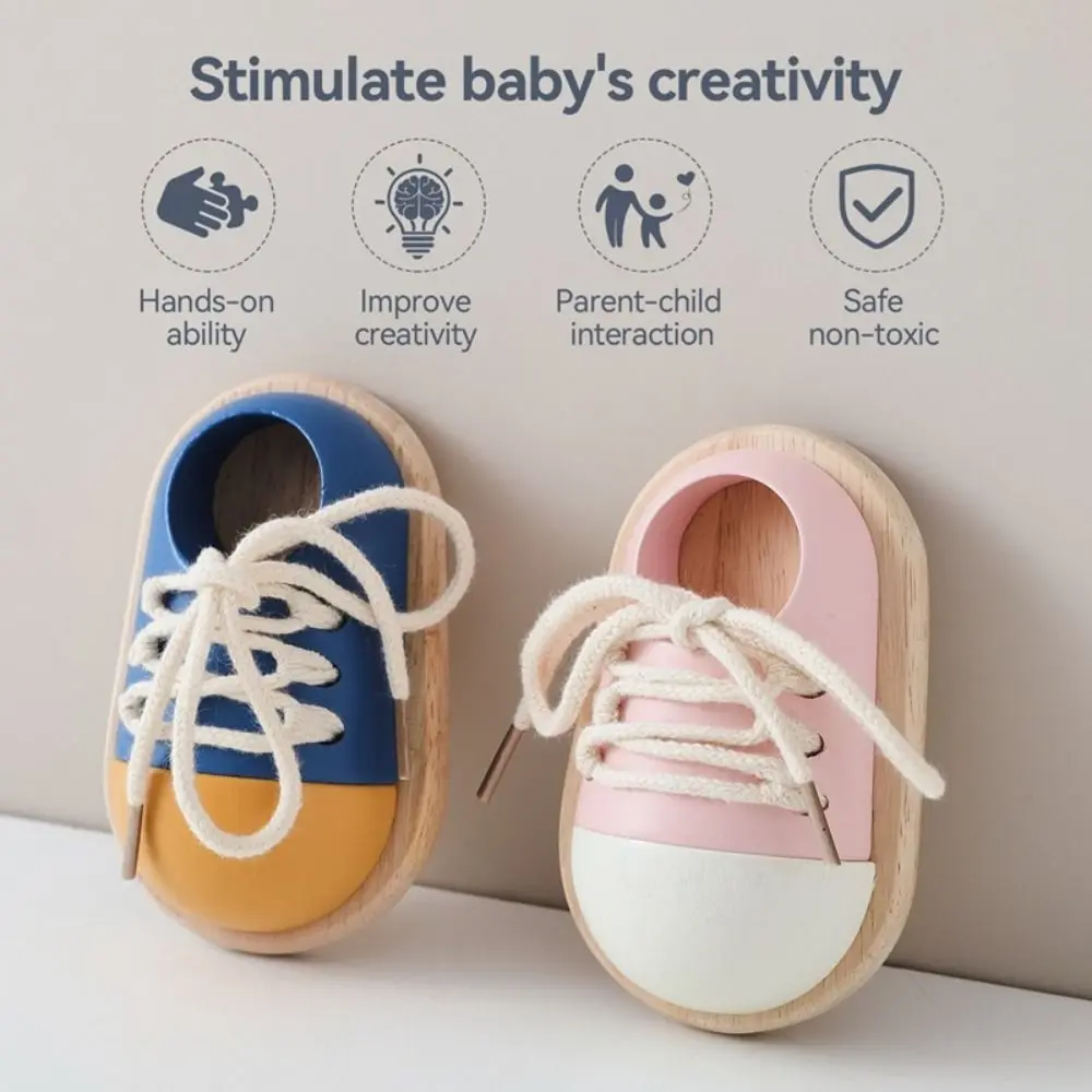 

Wearing Shoelaces Shoelace Threading Toy Wooden Montessori Learn to Tie Toy Life Skill Hands-on Ability Early Educational Toy