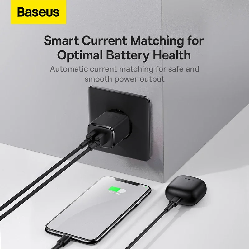 Baseus 10.5W USB EU UK US Travel Charger Mini Portable Wall Adapter Charger Dual Port Phone Charging For iPhone Huawei Xiaomi