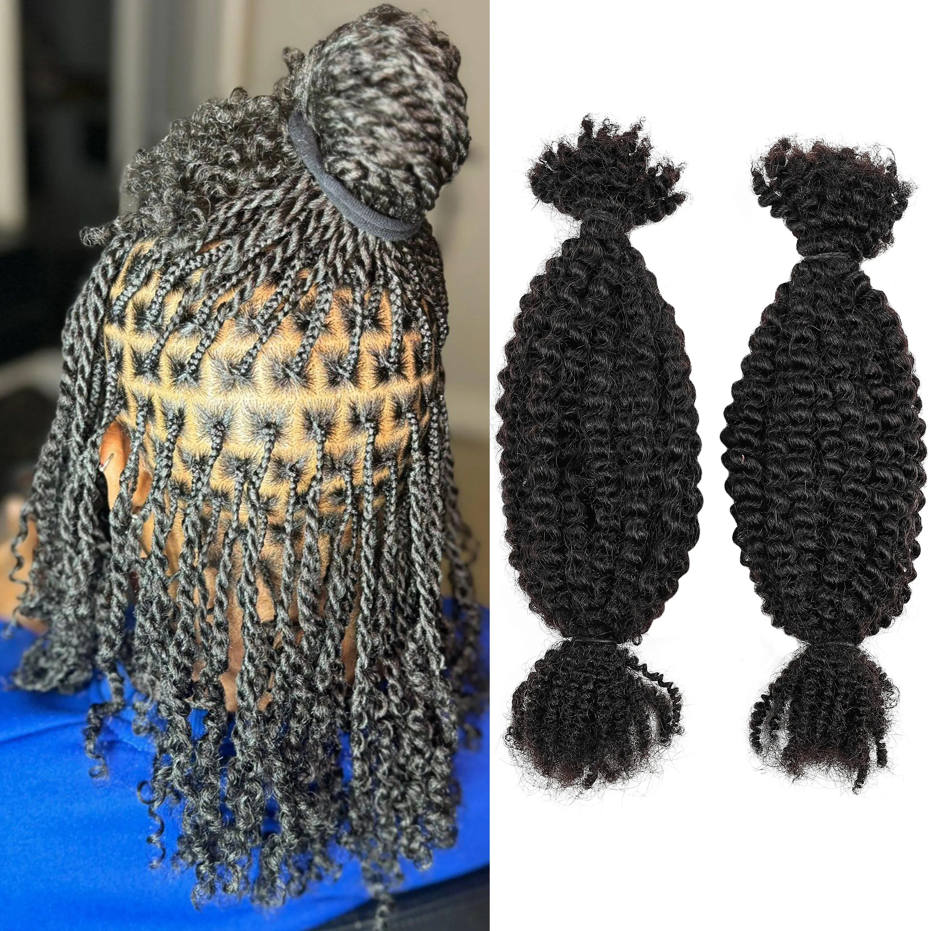 حزم شعر بشري أفرو غريب ناعمة عالية الجودة 4C نسيج نابض تويست سهل للضفائر الصغيرة وملحقات مايكرو لوكس