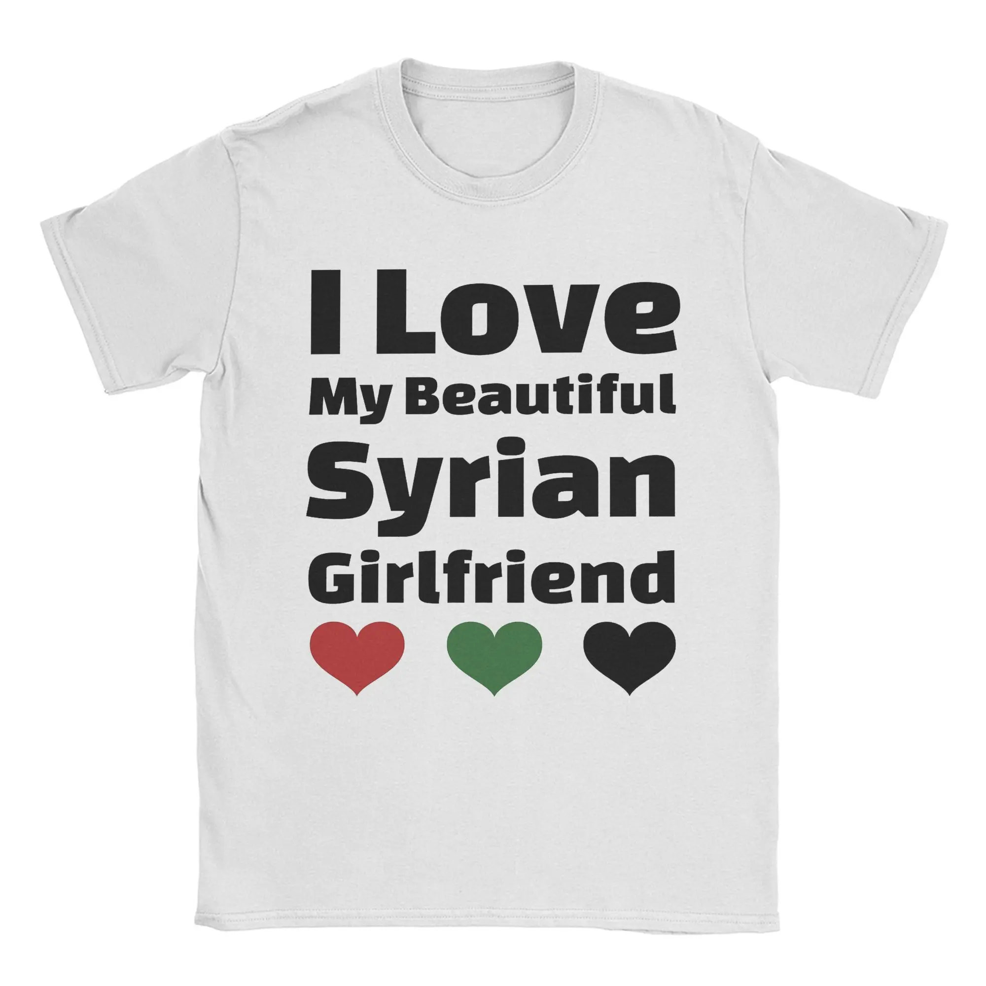 Mens Womens Syria Flag I love Syria  Shirt 100% Cotton Graphic Printed T-Shirt  Clothing Outfits