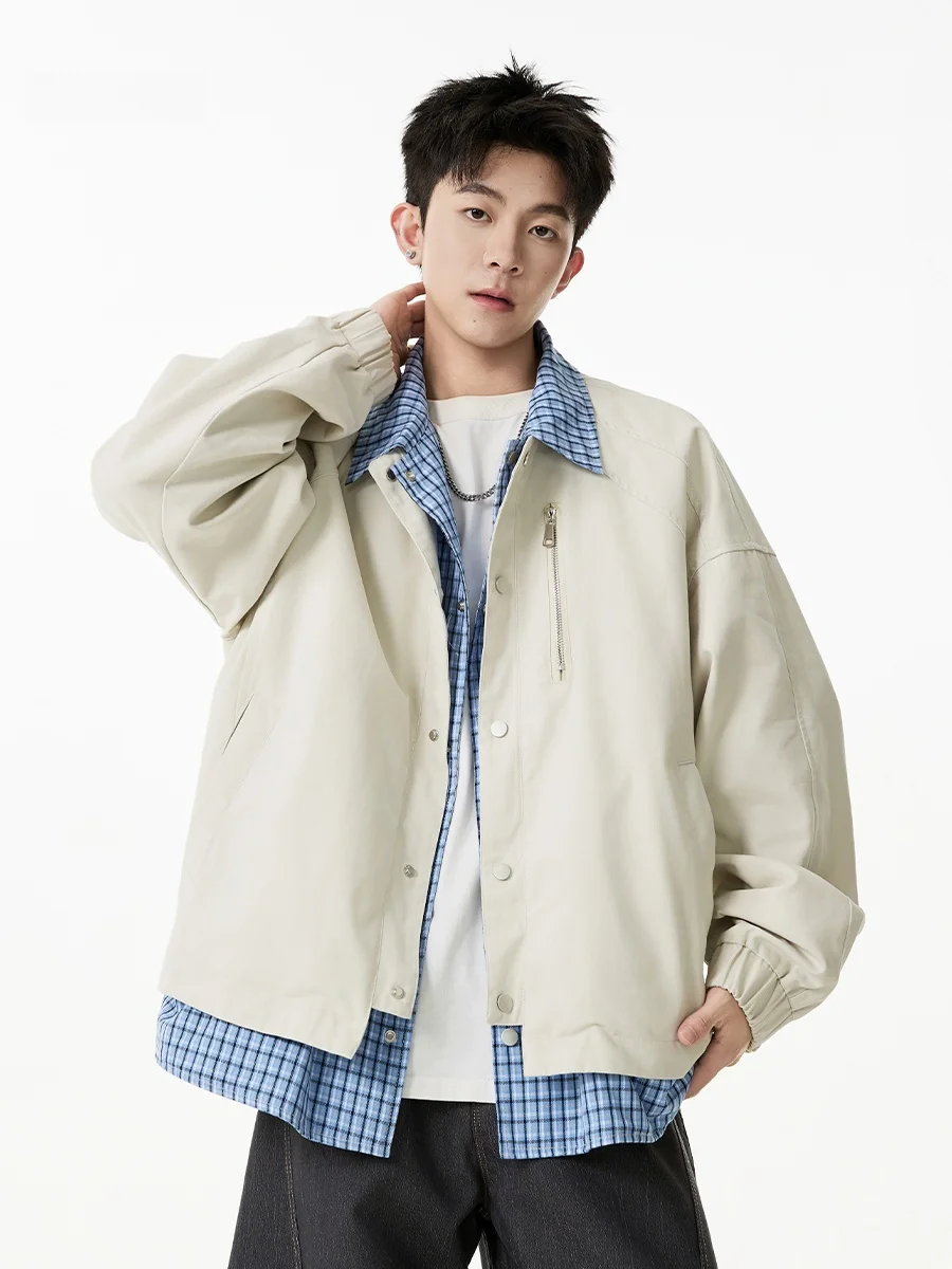 

Мужская повседневная свободная рабочая одежда в американском стиле ретро в клетку из двух предметов, пальто Cleanfit Sle, осеннее модное брендовое пальто на бедрах