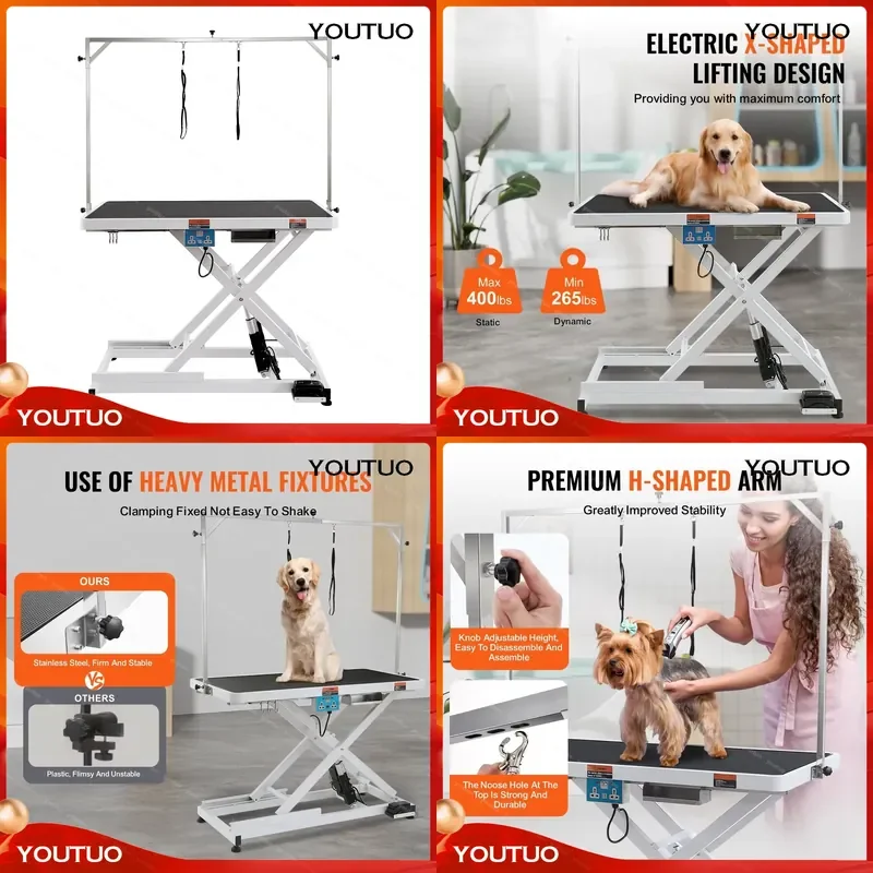 VEVOR Electric Pet Grooming Table Heavy Duty Dog Grooming Arm for Large Dogs Height Adjustable Grooming Station with Non Slip