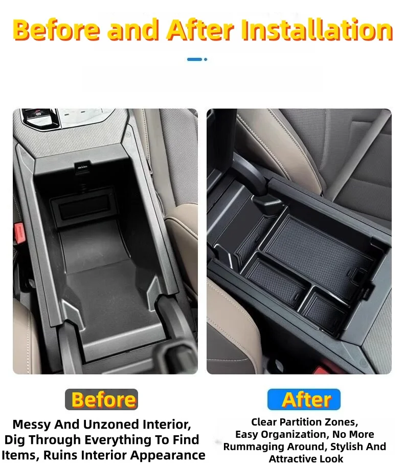 For BMW X3 G45 2025-2026 Central Console Armrest Storage Box Behind Screen Organizer Anti-Slip Mat Car Interior Accessories view 6
