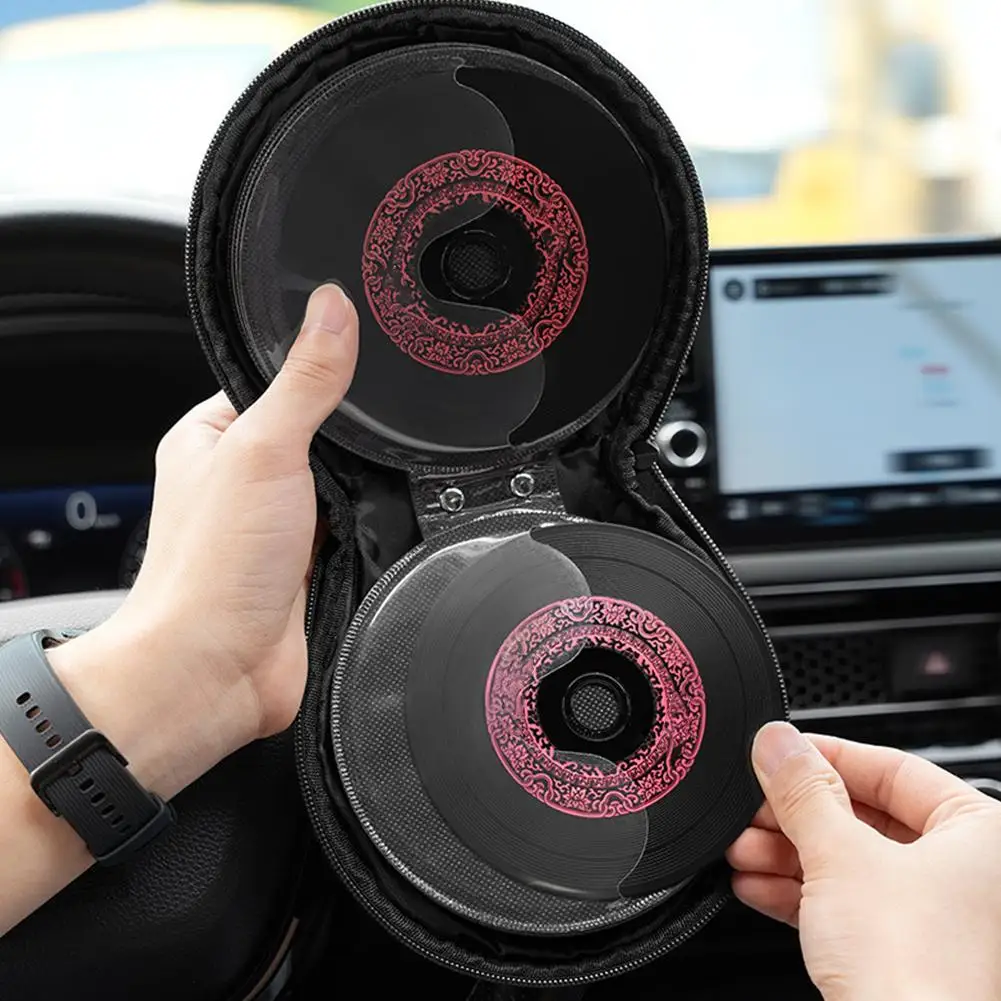 Portable 20Capacity CD/DVD Bag PU leather Carrying Storage Bag for CD Disc Dustproof Protective Storage for Car Home Office