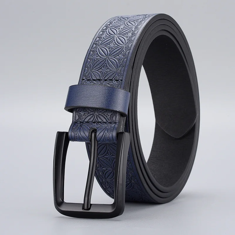 

New Fashionable Handsome Zinc Alloy Buckle Men's Embossed Waistband Trend Casual Business Needle Buckle PU Leather Popular Belt